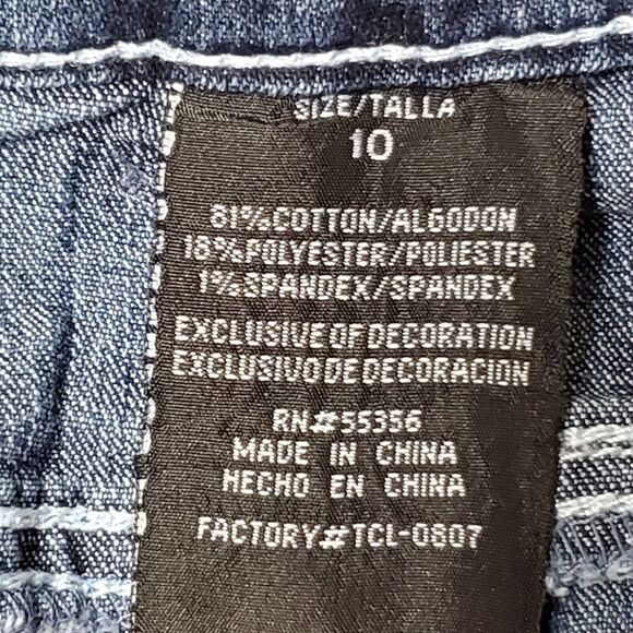 Squeeze Girls Sz 10 Denim Blue Jean Shorts Embellished Embroidered Whiskered - Picture 4 of 9